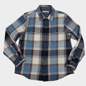 Outerknown Blanket Shirt Mens L Heavy Organic Cotton Plaid Button Up Pockets